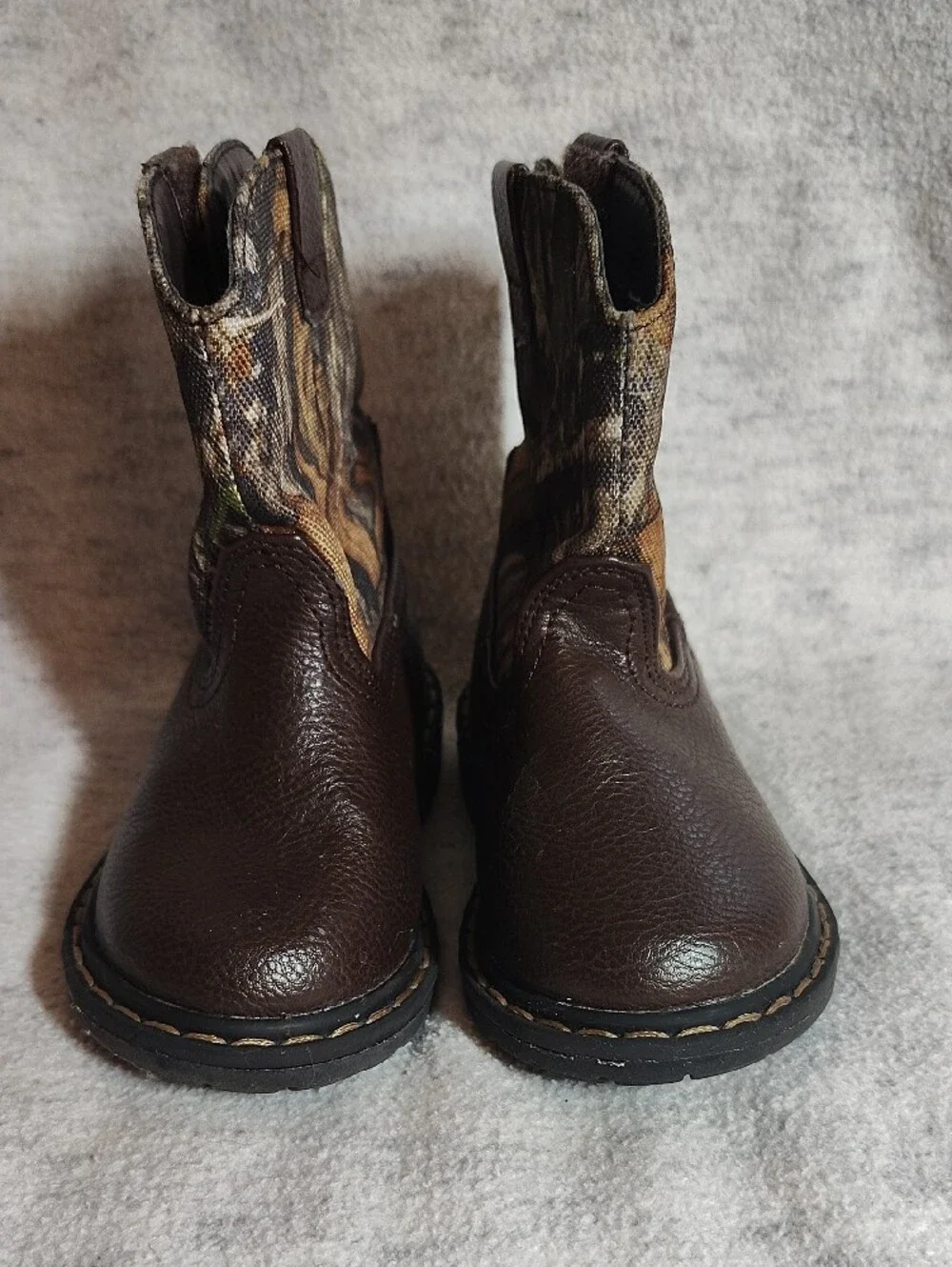 Garanimals Brown Leather-Look & Green Camouflage Pull-On Kids Boots